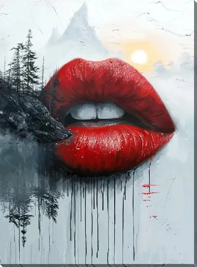 Картина маслом Губы №26