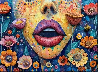 Картина маслом Губы №28