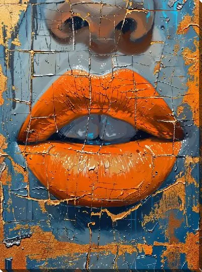 Картина маслом Губы №34