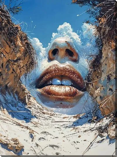 Картина маслом Губы №38