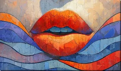 Картина маслом Губы №39