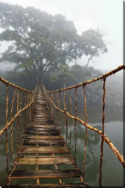 Картина маслом Подвесной канатный мост №3