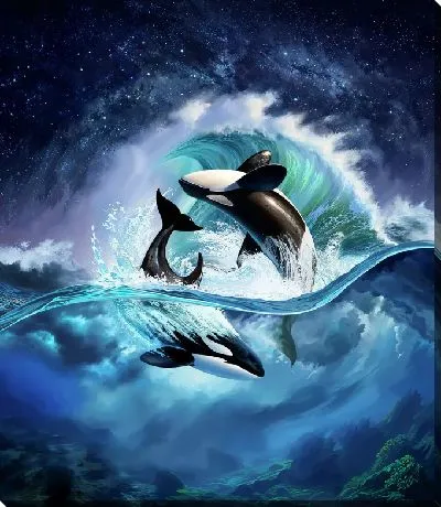 Две касатки в море