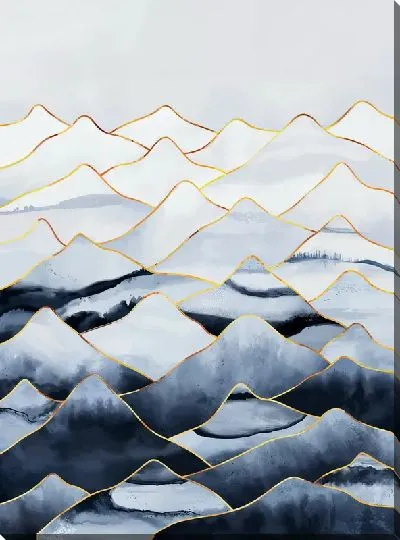 Картина маслом Горы с золоченными вершинами