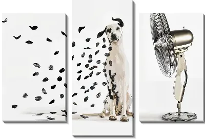 Модульная картина Далматинец и вентилятор