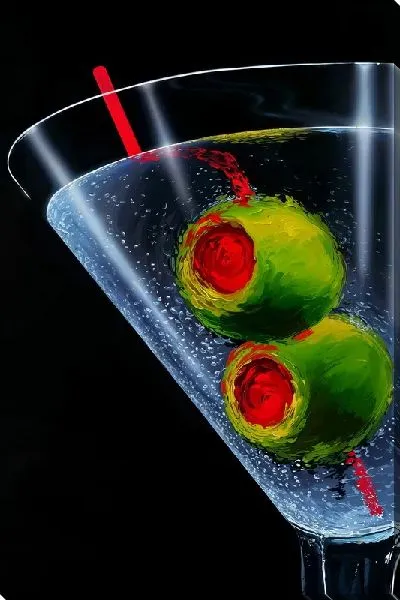 Картина маслом Две оливки в бокале