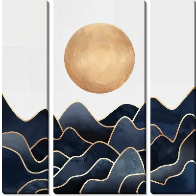 Модульная картина Золотое Солнце над горами