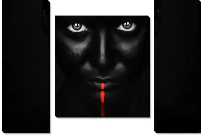 Модульная картина Портрет африканки с красной линией