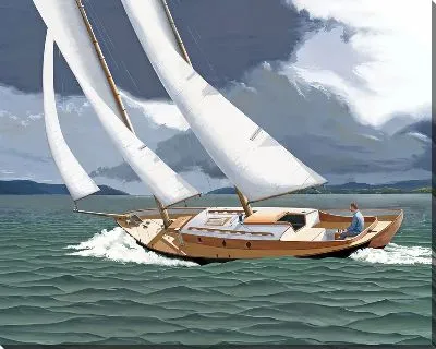 Картина маслом Парусник на волне ветра