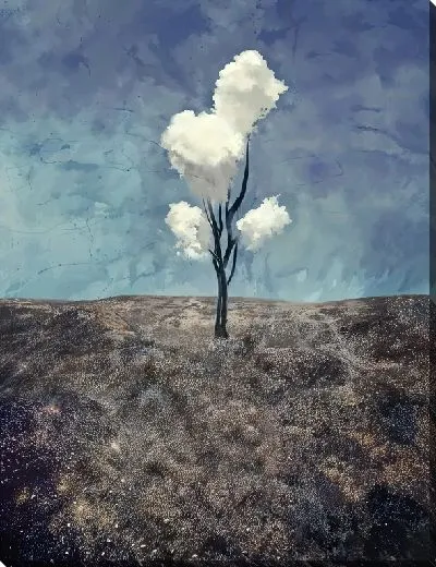 Картина маслом Дерево с пушистой кроной