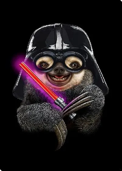 Картина маслом Ленивец в стиле звездных войн