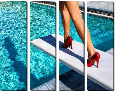 Модульная картина Прыжок в бассейн на каблуках