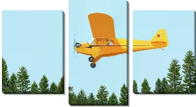 Модульная картина Полет на желтом самолете