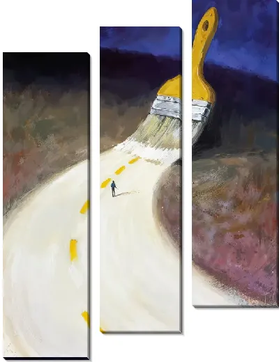 Модульная картина Кисточка рисует дорогу