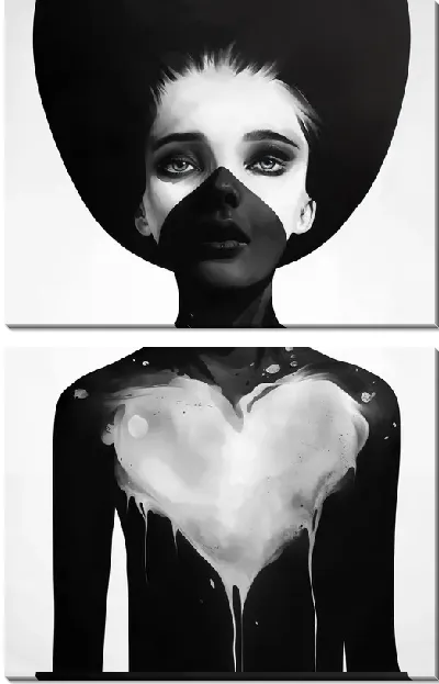 Модульная картина Белое сердце