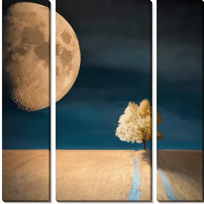 Модульная картина Лунный свет и дерево