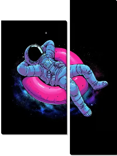 Модульная картина Космонавт на плавательном кругу