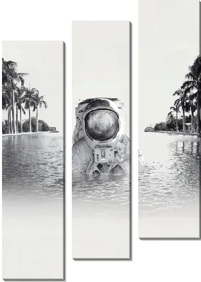 Модульная картина Космонавт в воде