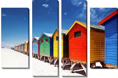 Модульная картина Разноцветные пляжные домики