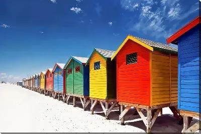 Картина маслом Разноцветные пляжные домики