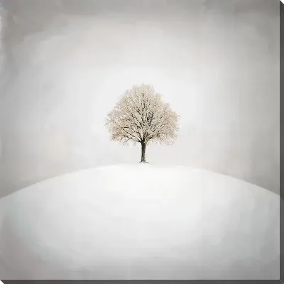 Картина маслом Дерево на зимнем холме