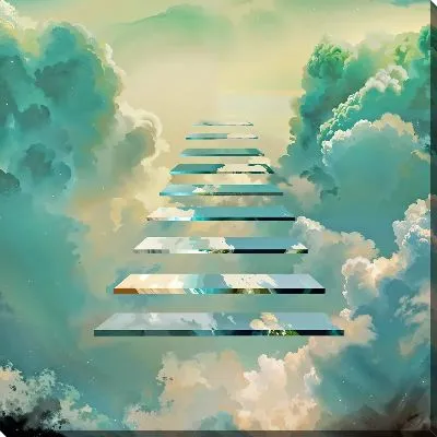 Картина маслом Стеклянная лестница в облаках