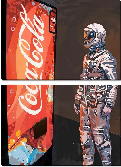 Модульная картина Космонавт у автомата