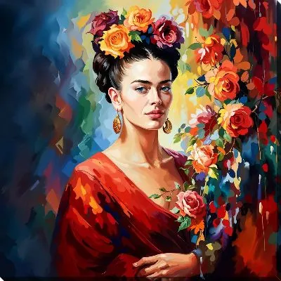 Картина маслом Фрида Кало в красном