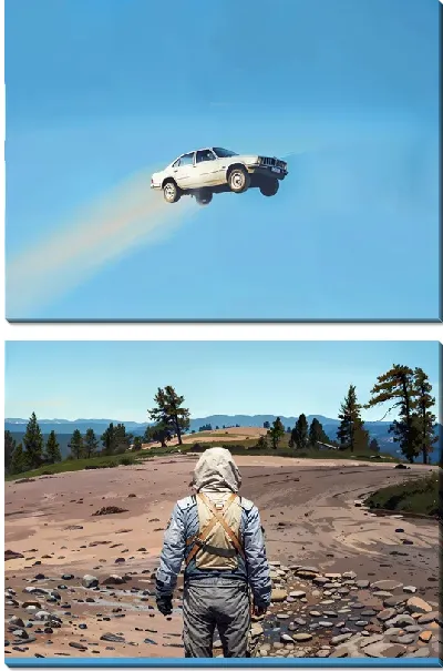 Модульная картина Взлет авто
