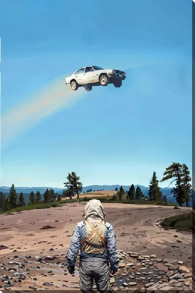 Картина маслом Взлет авто