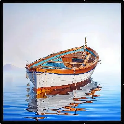 Картина Деревянная лодка в море