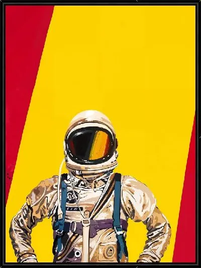 Картина Космонавт на желто-красном фоне