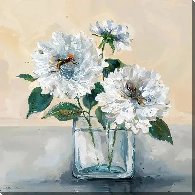 Картина маслом Букет белоснежных цветов №5