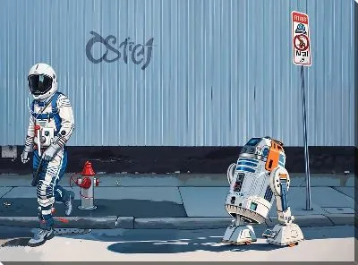 Картина маслом Космонавт и робот