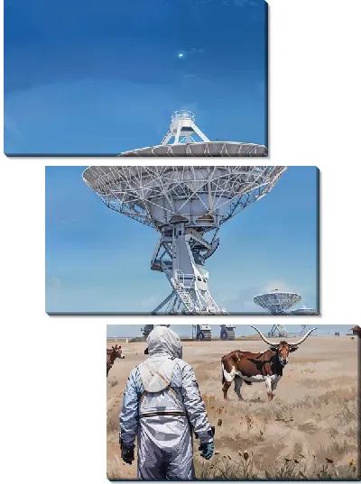 Модульная картина Телескопы и коровы