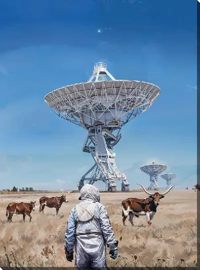 Картина маслом Телескопы и коровы