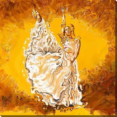 Картина маслом Движения танца на желтом фоне