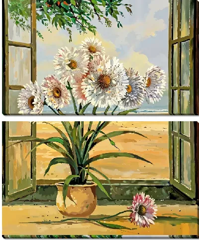 Модульная картина Букет у открытого окна