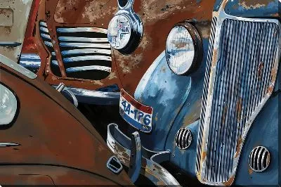 Картина маслом Коллекция ржавых автомобилей