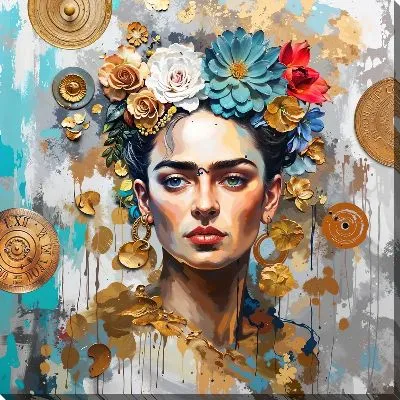 Картина маслом Фрида Кало с золочением