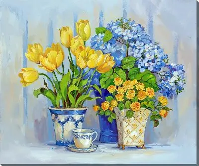 Картина маслом Композиция с разными цветами №6