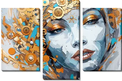 Модульная картина Девушка в золотом ободке
