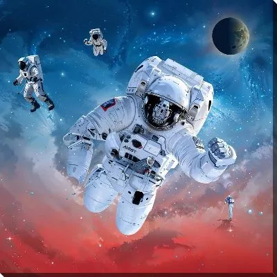 Картина маслом Космонавты в космосе