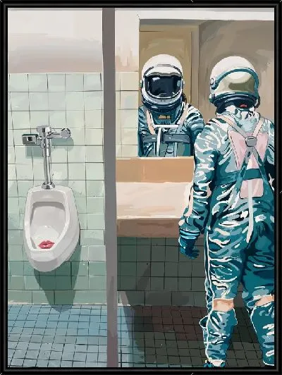Картина Космонавт в уборной №2