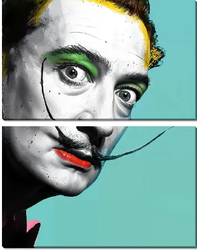 Модульная картина Дали на бирюзовом фоне