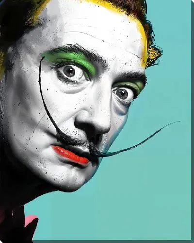 Картина маслом Дали на бирюзовом фоне