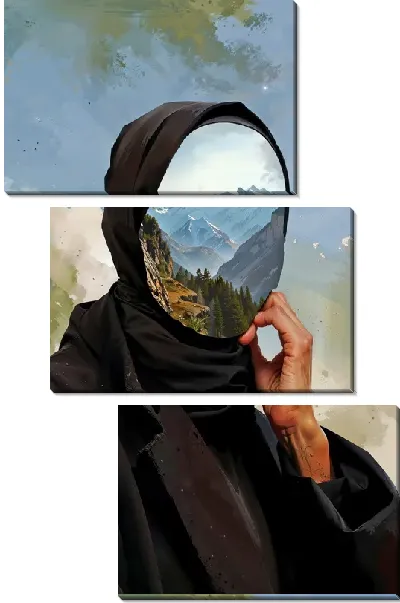 Модульная картина Человек с зеркальным лицом