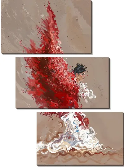 Модульная картина Танец с красными крыльями