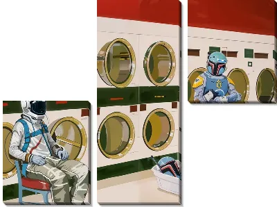 Модульная картина Космонавты в прачечной №2