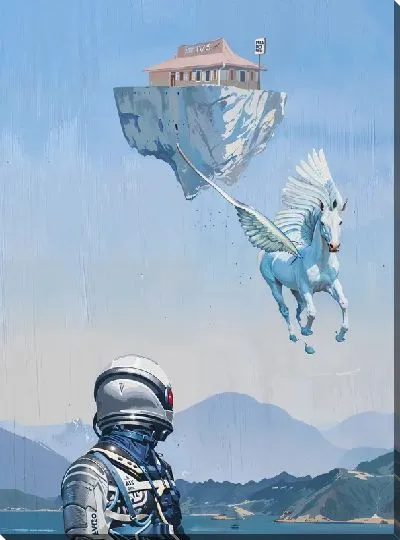 Картина маслом Космонавт и пегас